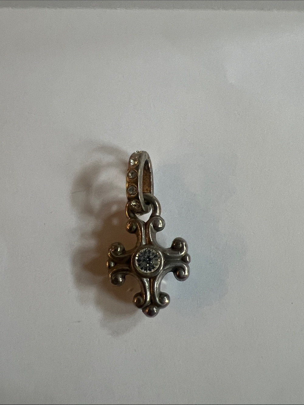 Brighton Silver-Tone Cross Pendant with Clear Stone